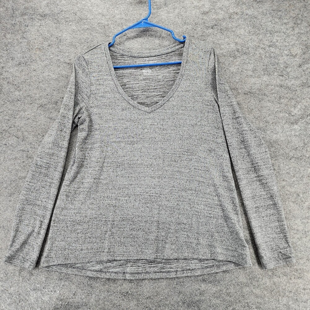 American Eagle Shirt Womens Medium Soft Sexy Plush Gray Long Sleeve